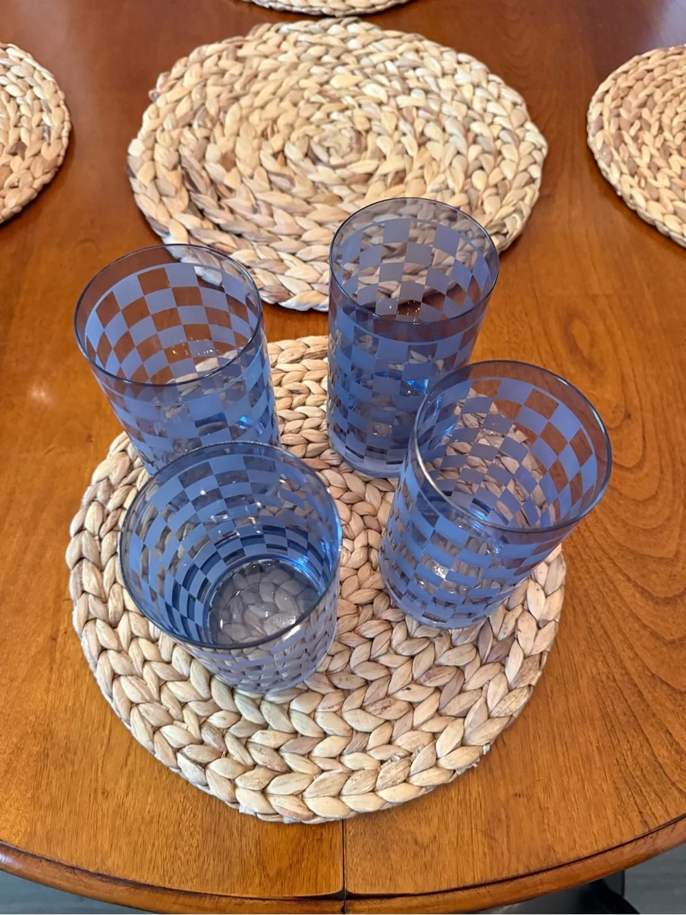 Mackenzie Childs Dashing Check Pitcher and Glasses Set
